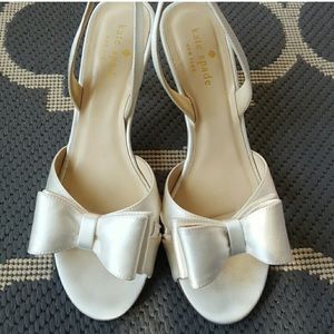 Kate Spade satin ivory bow heels